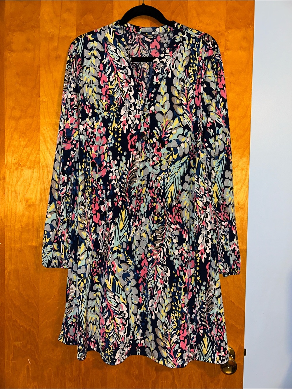BloomChic Navy Multi Floral Long Sleeve Swing Dress